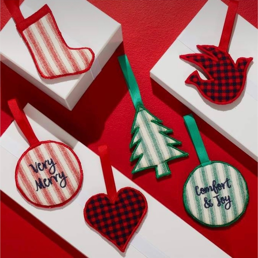 Christmas Ornaments: Draper James & Crate and Barrel (Fabric set of 6)